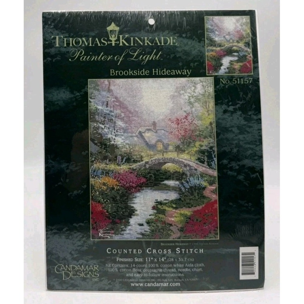 Candamar Designs Thomas Kinkade Cross Stitch Kit Brookside Hideaway #51157